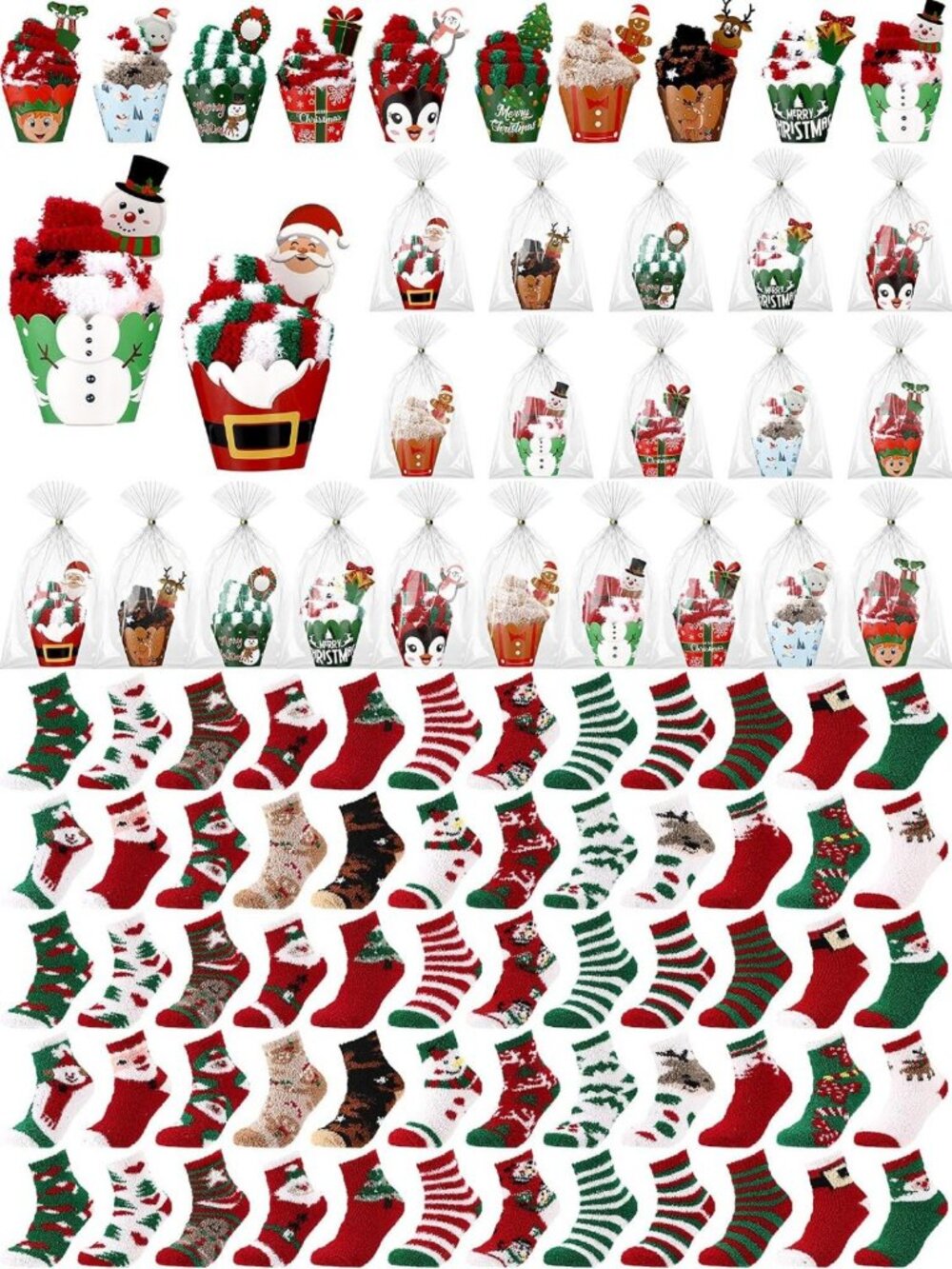 Glitopper Christmas Cupcake Socks for Women Holiday Bulk